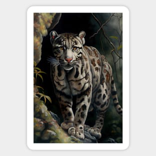 Clouded leopard Oil paint Sticker